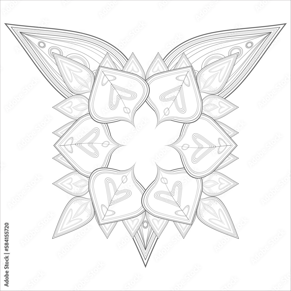 Decorative Doodle flowers in black and white for coloring book, cover or background. Hand drawn sketch for adult anti stress coloring page.-vector Decorative Doodle flowers in black and white for coloring book, cover or background. Hand drawn sketch for adult anti stress coloring page.-vector