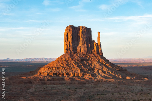 scenic view to monument valley with camel butte and blue sky © travelview