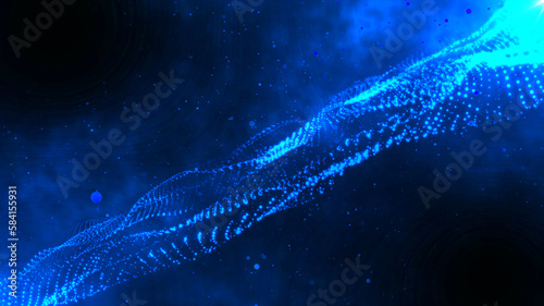 blue space particle form, futuristic neon graphic Background, energy 3d abstract art element illustration, technology artificial intelligence, shape theme wallpaper