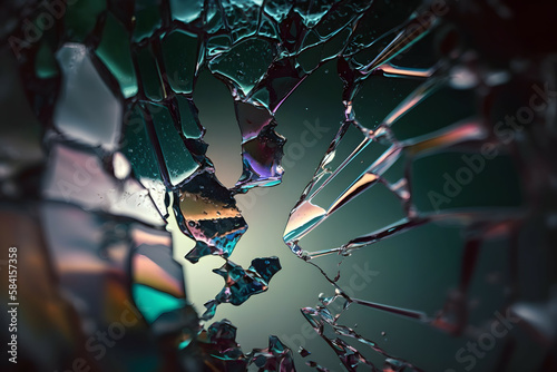 Close-up Macro Broken Glass Texture Background  Generative AI