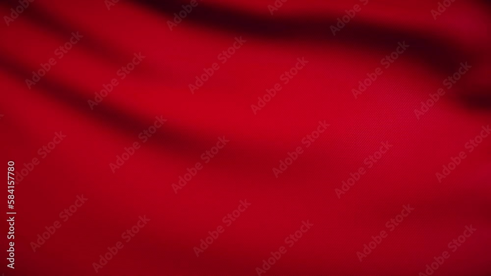 Red Flag Cloth 4K. Realistic Loop Waving with Highly Detailed Fabric.