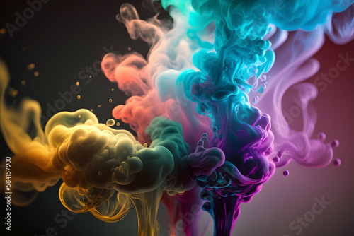 Close-up Macro Colorful Smoke Background, Generative AI