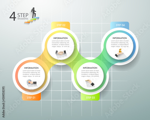 Design infographic template 4 options. Can be used for workflow layout, diagram, number options, timeline, steps, demographic