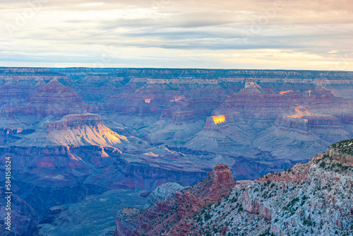 Unted States Travel Destinations. Incredible Grand Canyon Sight in the Very Early Morning.