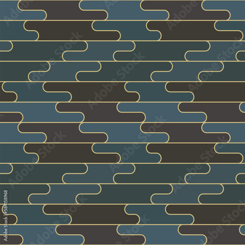 Japanese Round Rectangle Wave Vector Seamless Pattern
