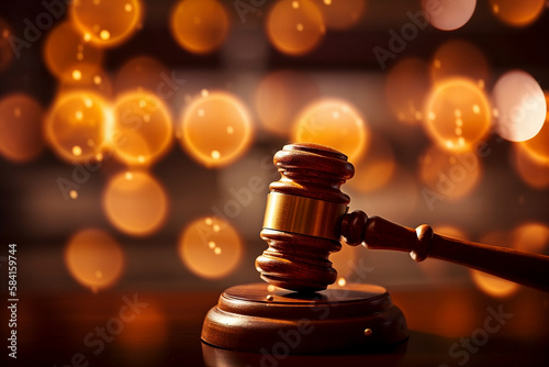 image of gavel over a Bokeh background - ai