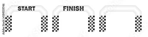 Inflatable Start and Finish Line Arch for Marathon, Racing or Sport. Vector Illustration Isolated on White Background.
