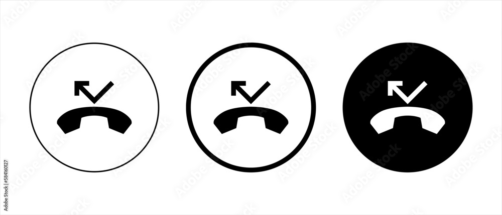 Missed call phone icon vector isolated on circle background Missed call phone icon vector isolated on circle background