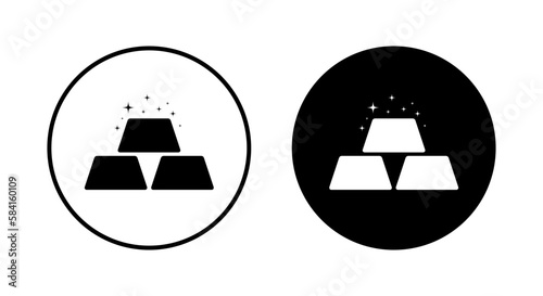 Gold bars icon vector isolated on circle background