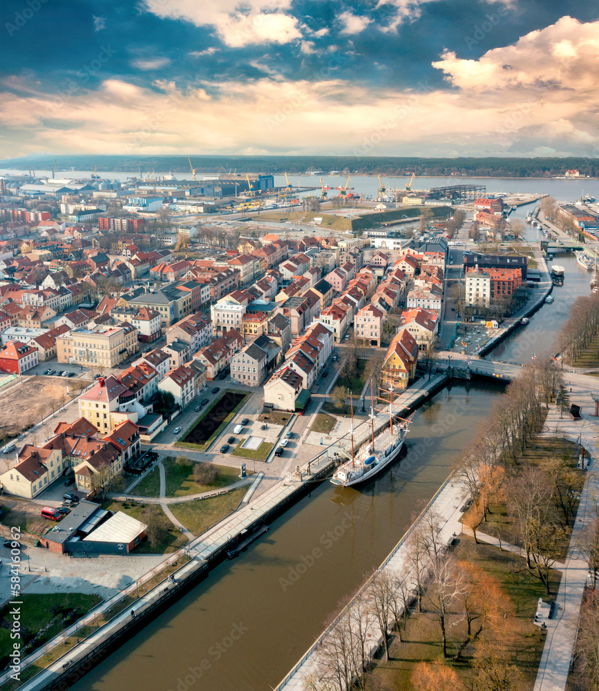 Obraz premium Klaipeda city in Lithuania, seaside port on baltic sea shore with unique style and is international holiday destination