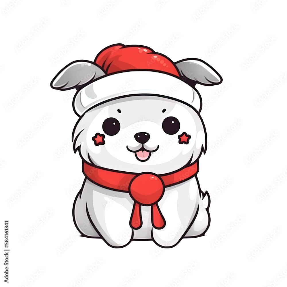 Cute Dog in christmas costumes Stickers bundle.generative AI