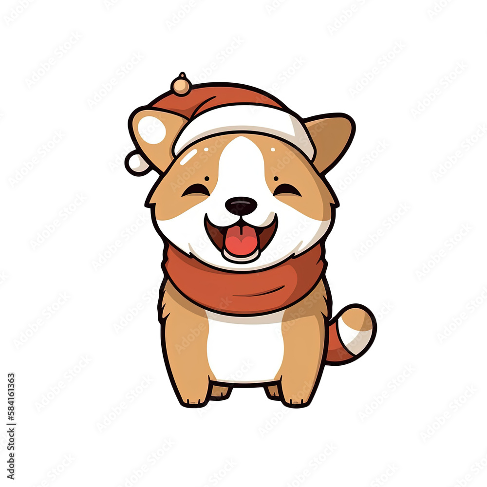 Cute Dog in christmas costumes Stickers bundle.generative AI Cute Dog in christmas costumes Stickers bundle.generative AI