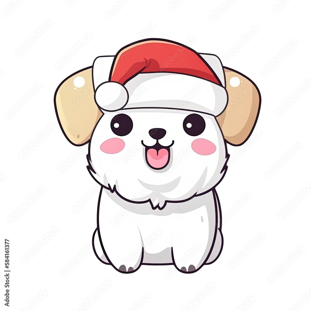 Cute Dog in christmas costumes Stickers bundle.generative AI Cute Dog in christmas costumes Stickers bundle.generative AI