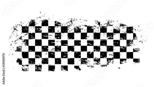 Race flag grunge background, car rally or motocross finish flag with vector checker pattern. Grunge race flag for car racing sport or bike speedway, motorsport races checkered flag or start banner