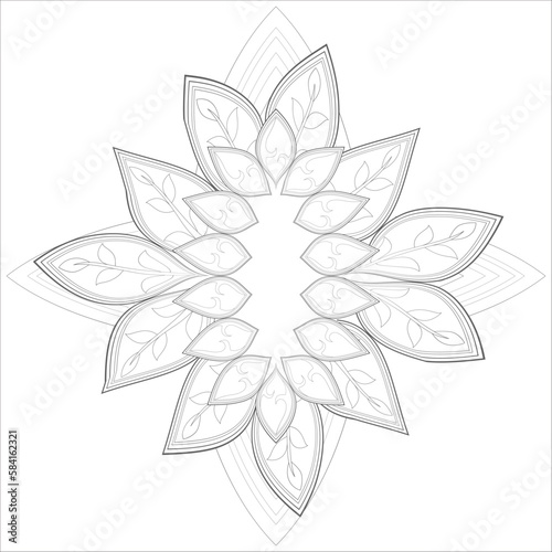 Printable Colouring Page for Adult for Fun and Relaxation. Hand Drawn Sketch for Adult Anti Stress. Decorative Abstract Flowers in Black Isolated on White Background.-vector
