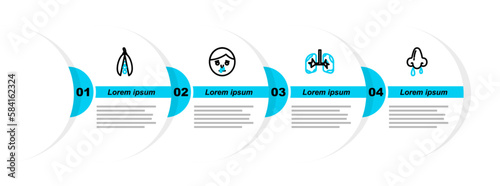 Set line Runny nose, Lungs, and Kidney beans icon. Vector