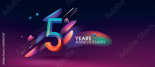 5 years anniversary vector icon, logo. Design element with modern graphic style number