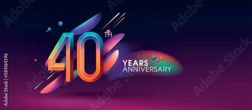 40 years anniversary vector icon, logo. Design element with modern graphic style number