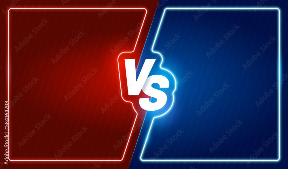 Premium Vector  Versus battle vs background with blue and red frame neon  light