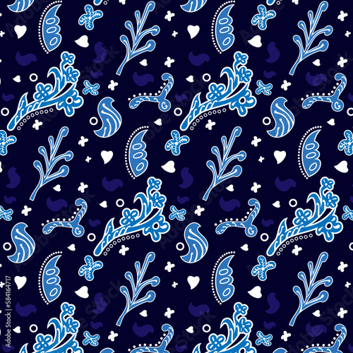 Indonesian batik Decorative floral seamless pattern, fashion background. dyeing applied to whole cloth, or cloth made using this technique originated from Indonesia.