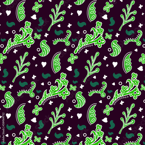 Indonesian batik Decorative floral seamless pattern, fashion background. dyeing applied to whole cloth, or cloth made using this technique originated from Indonesia.