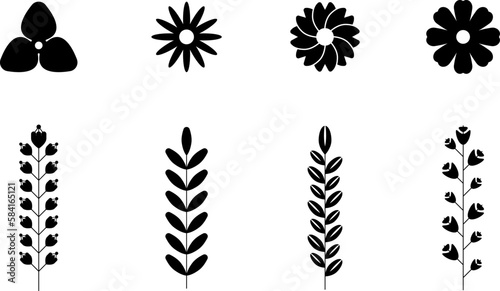 Flower icon set. Simple set of flower vector icons for web design isolated