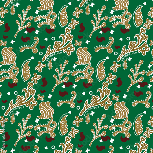 Indonesian batik Decorative floral seamless pattern, fashion background. dyeing applied to whole cloth, or cloth made using this technique originated from Indonesia.