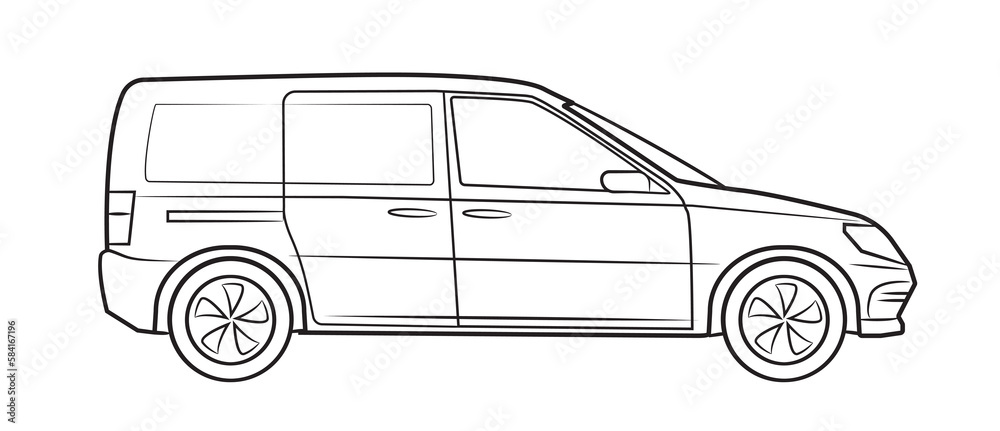 Cargo van transporter vector stock illustration.