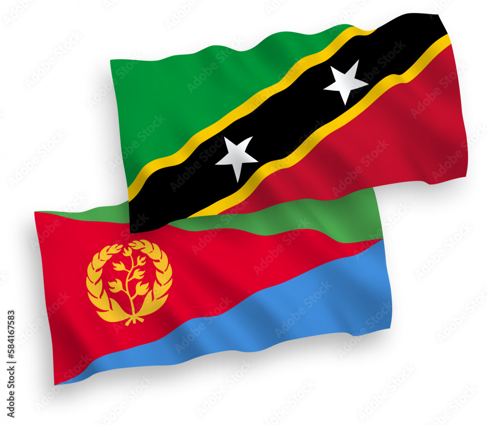 Flags of Federation of Saint Christopher and Nevis and Eritrea on a white background Flags of Federation of Saint Christopher and Nevis and Eritrea on a white background