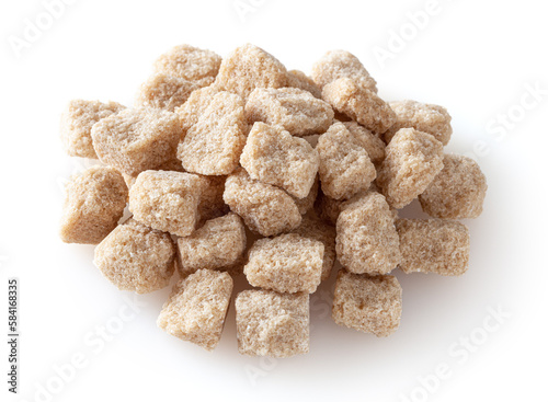 Obraz na płótnie Cubes of brown cane sugar isolated on white background w salonie