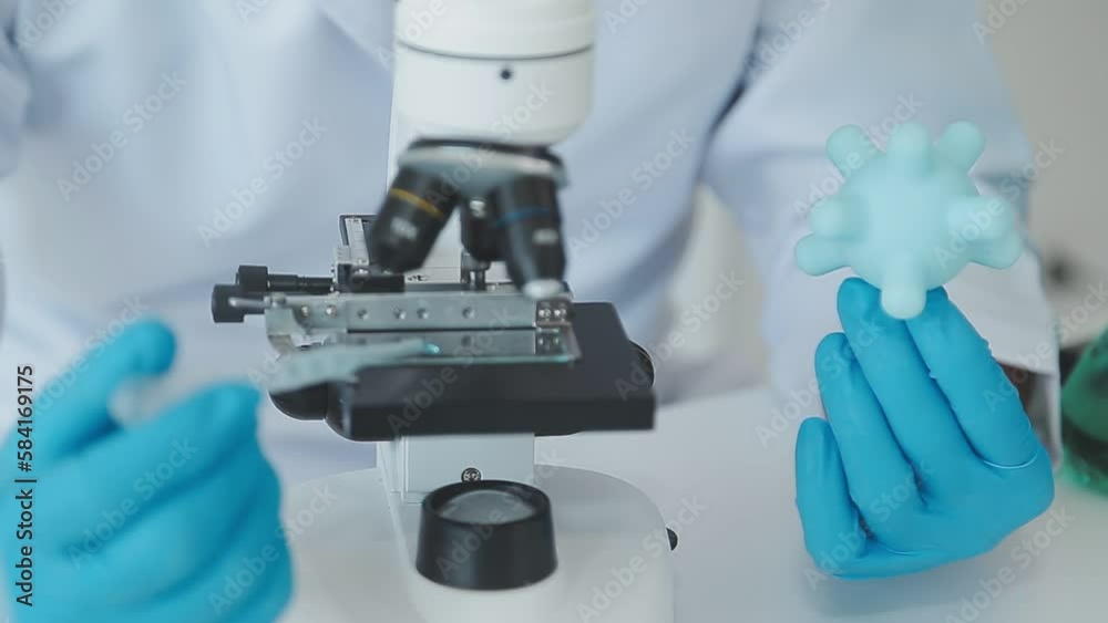 Medical Science Laboratory: Portrait of Beautiful Black Scientist Looking Under Microscope Does Analysis of Test Sample. Ambitious Young Biotechnology Specialist, working with Advanced Equipment Medical Science Laboratory: Portrait of Beautiful Black Scientist Looking Under Microscope Does Analysis of Test Sample. Ambitious Young Biotechnology Specialist, working with Advanced Equipment