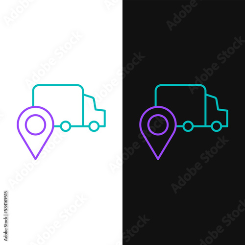 Line Delivery tracking icon isolated on white and black background. Parcel tracking. Colorful outline concept. Vector