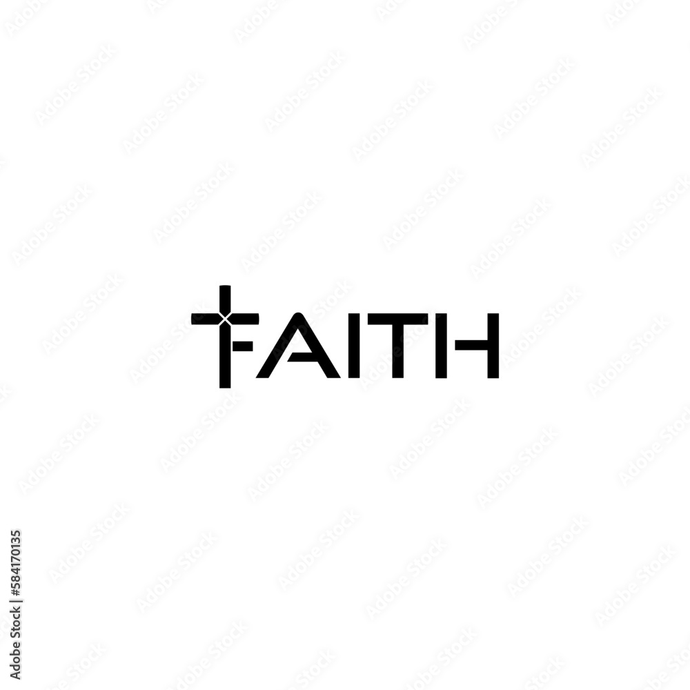 Faith word with christian cross icon isolated on white background Faith word with christian cross icon isolated on white background
