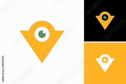 letter V with eye logo vector sign