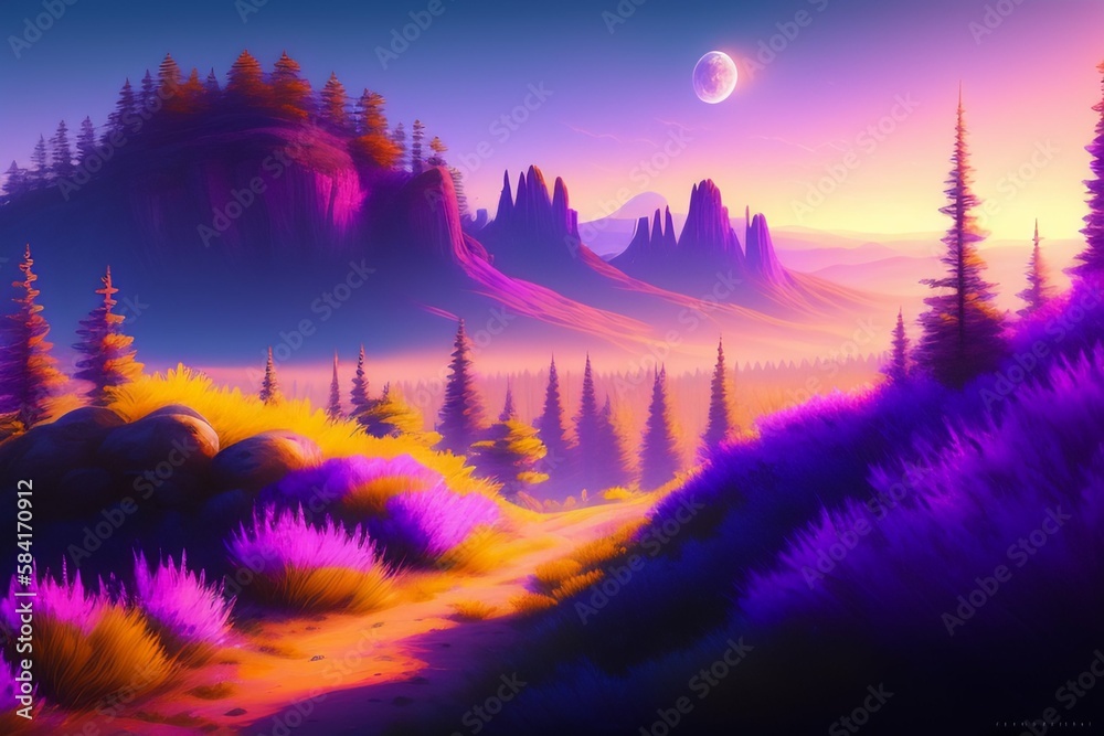 nature landscape with purple colors nature landscape with purple colors
