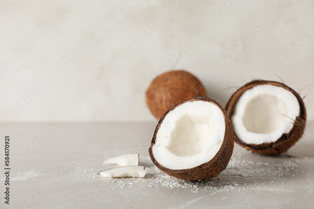 Composition with coconut and coconut powder, space for text