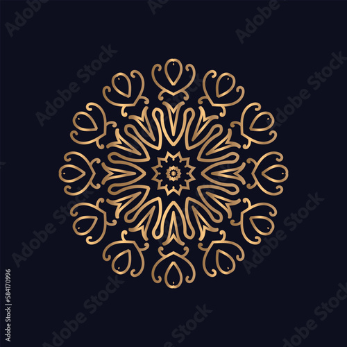 Golden color Circulated mandala Luxury ornamental design