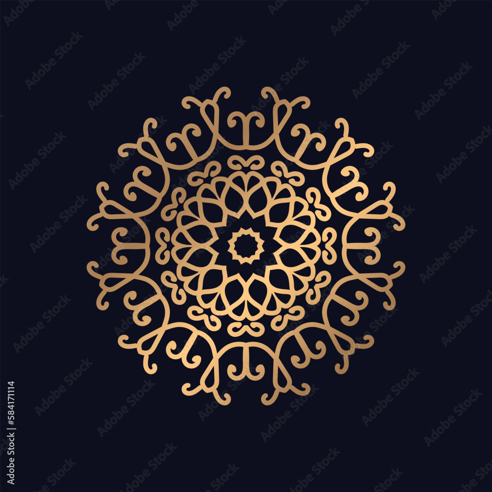 Golden color mandala design background vector