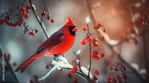 Red Cardinal, Generative AI, Illustration