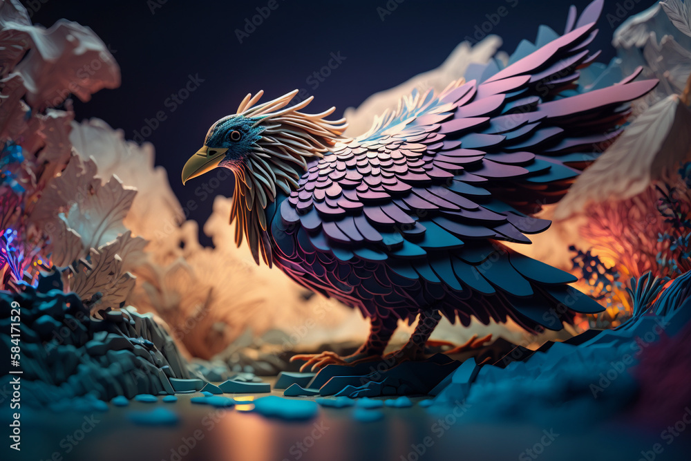 Eagle with glowing colorful crystals, Animal Background Eagle with glowing colorful crystals, Animal Background