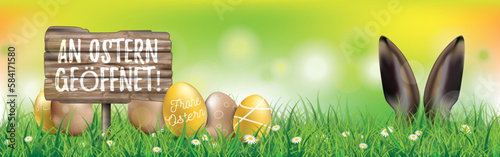 Colored Easter Eggs Ostern Geoeffnet Hare Ears Spring Header