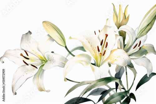 bouquet of lilies, watercolor. generative ai 