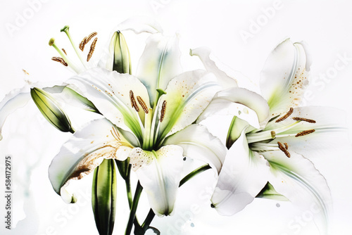 bouquet of lilies, watercolor. generative ai 