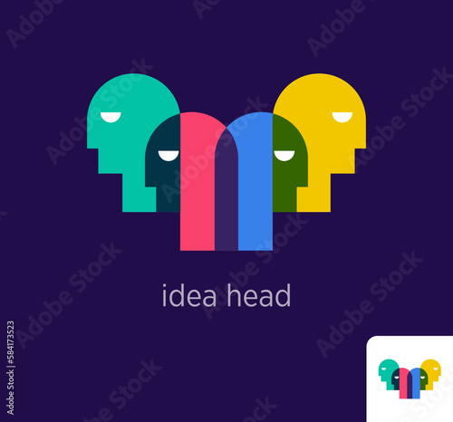 Creative human head idea design. Modern design color. Dialogue conversation and communication concept. vector.