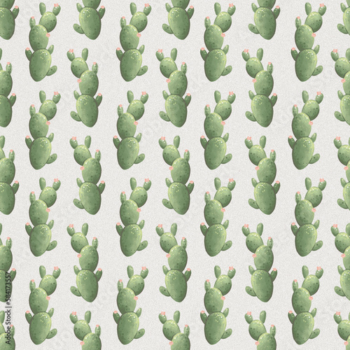 Mexican cactuses, seamless pattern with digital hand drawn art