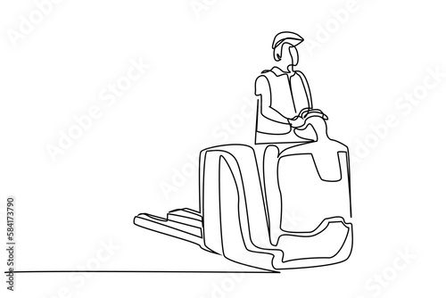 industrial forklift worker carry pallet load business concept
