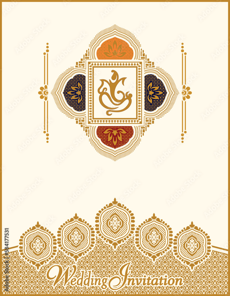 Indian wedding invitation card template. Vector illustration. Stock ...