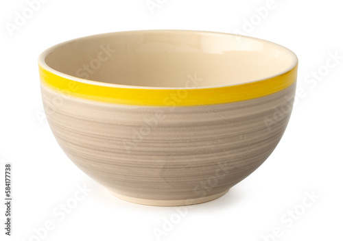 Empty ceramic bowl isolated on white background