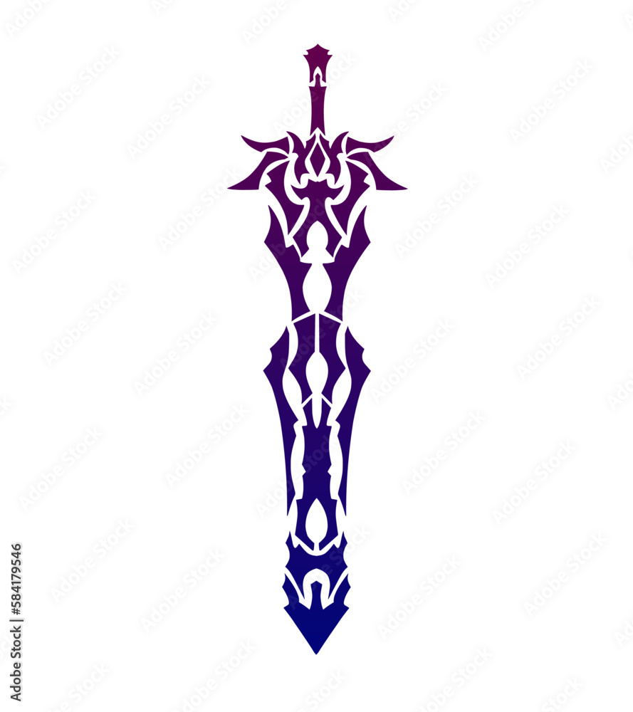 illustration vector graphic of tribal art sword tattoo