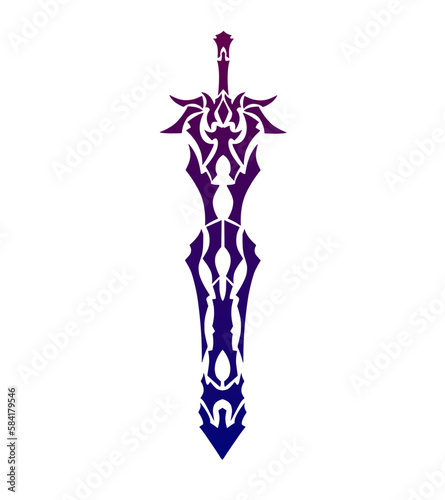 illustration vector graphic of tribal art sword tattoo